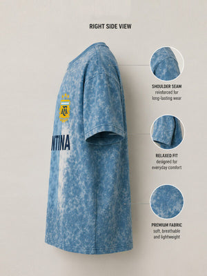 Argentina Oversized Graphic T-Shirt with Acid Wash Finish