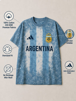 Argentina Vintage Acid Wash Oversized Cotton T-Shirt