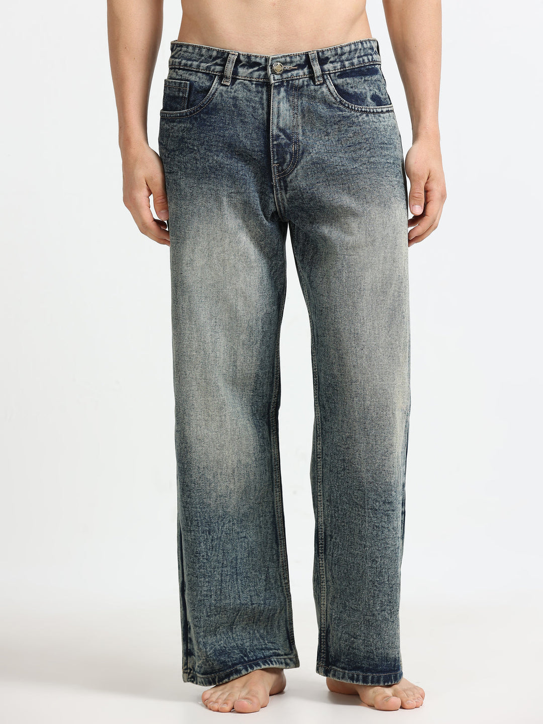 Ash Fade Baggy Denim Jeans for Men