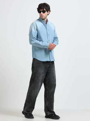 Essential Light Wash Denim Shirt for Men