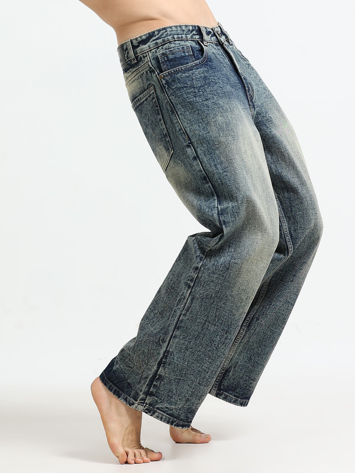 Ash Fade Baggy Denim Jeans for Men