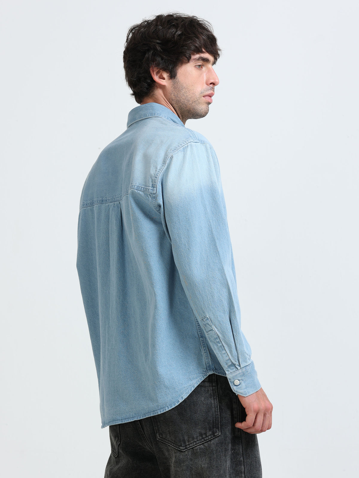 Essential Light Wash Denim Shirt for Men