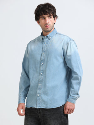 Essential Light Wash Denim Shirt for Men