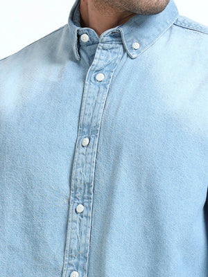 Essential Light Wash Denim Shirt for Men