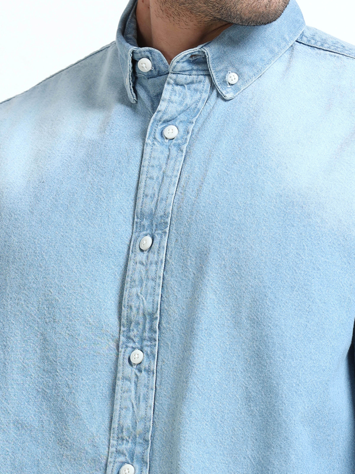 Essential Light Wash Denim Shirt for Men