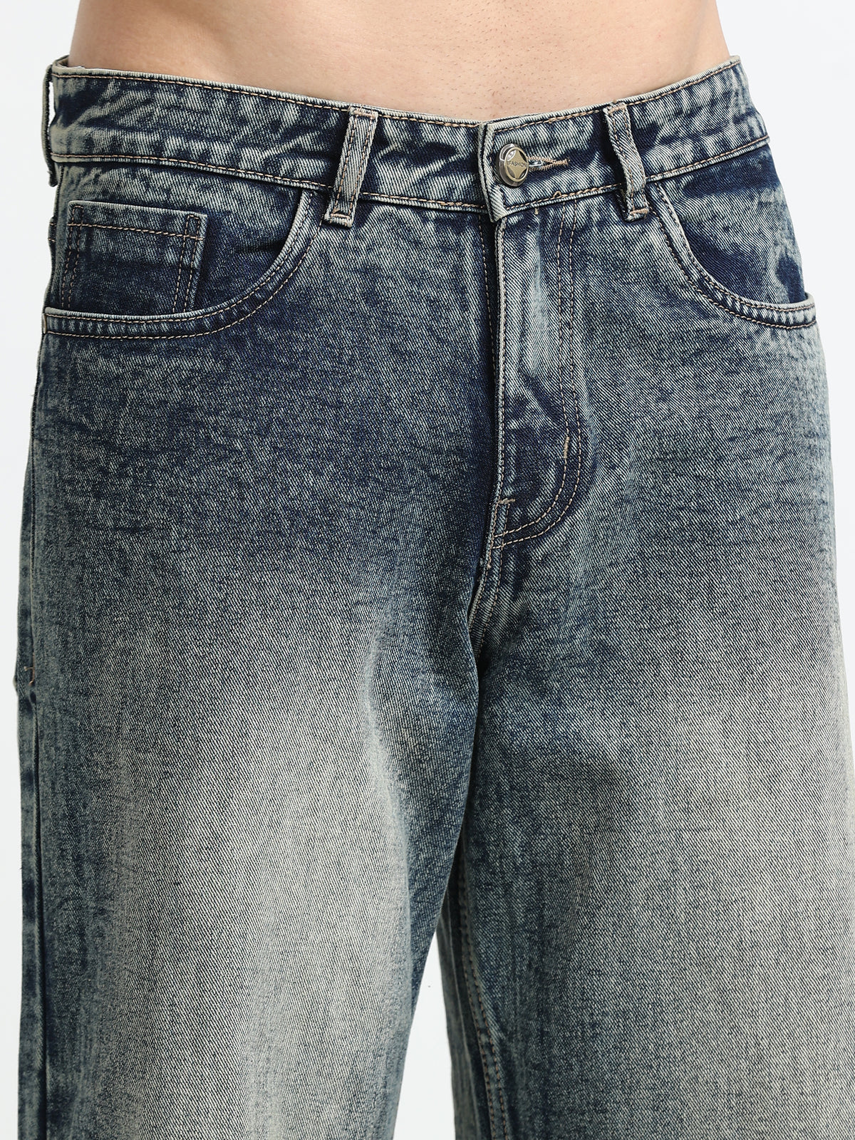 Ash Fade Baggy Denim Jeans for Men