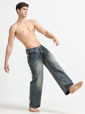 Ash Fade Baggy Denim Jeans for Men