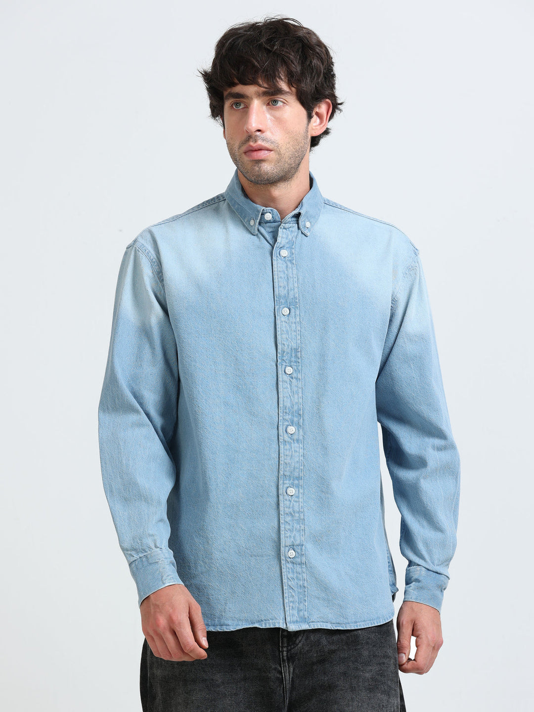 Essential Light Wash Denim Shirt for Men