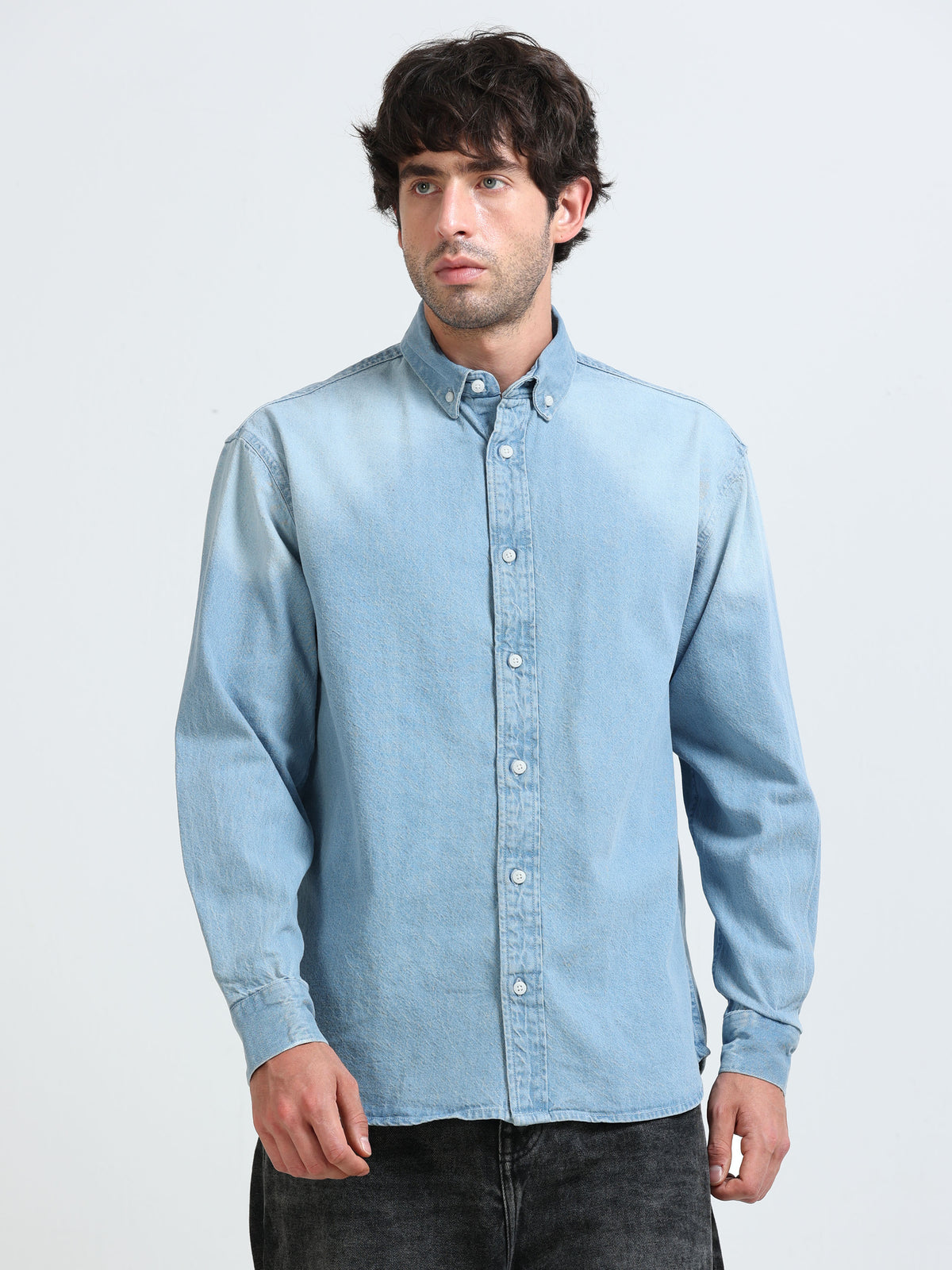 Essential Light Wash Denim Shirt for Men
